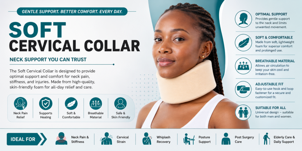 Soft Cervical Collar beige foam neck brace providing gentle support, comfort, and pain relief Nairobi Kenya.